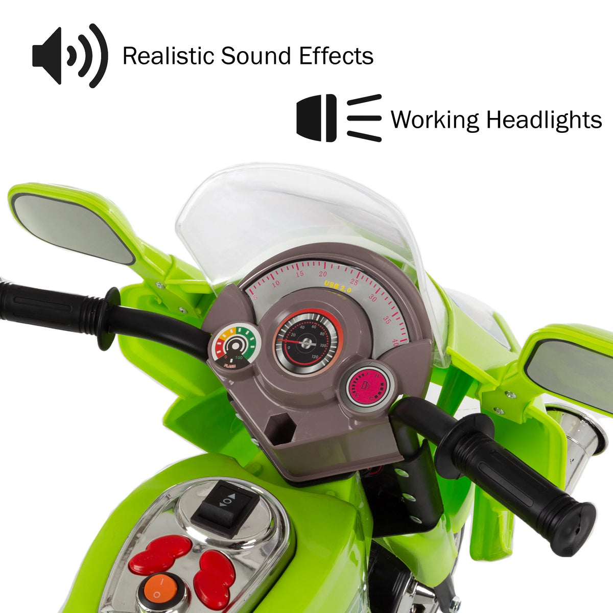Green 3-Wheel Battery-Powered Electric Motorcycle D43106