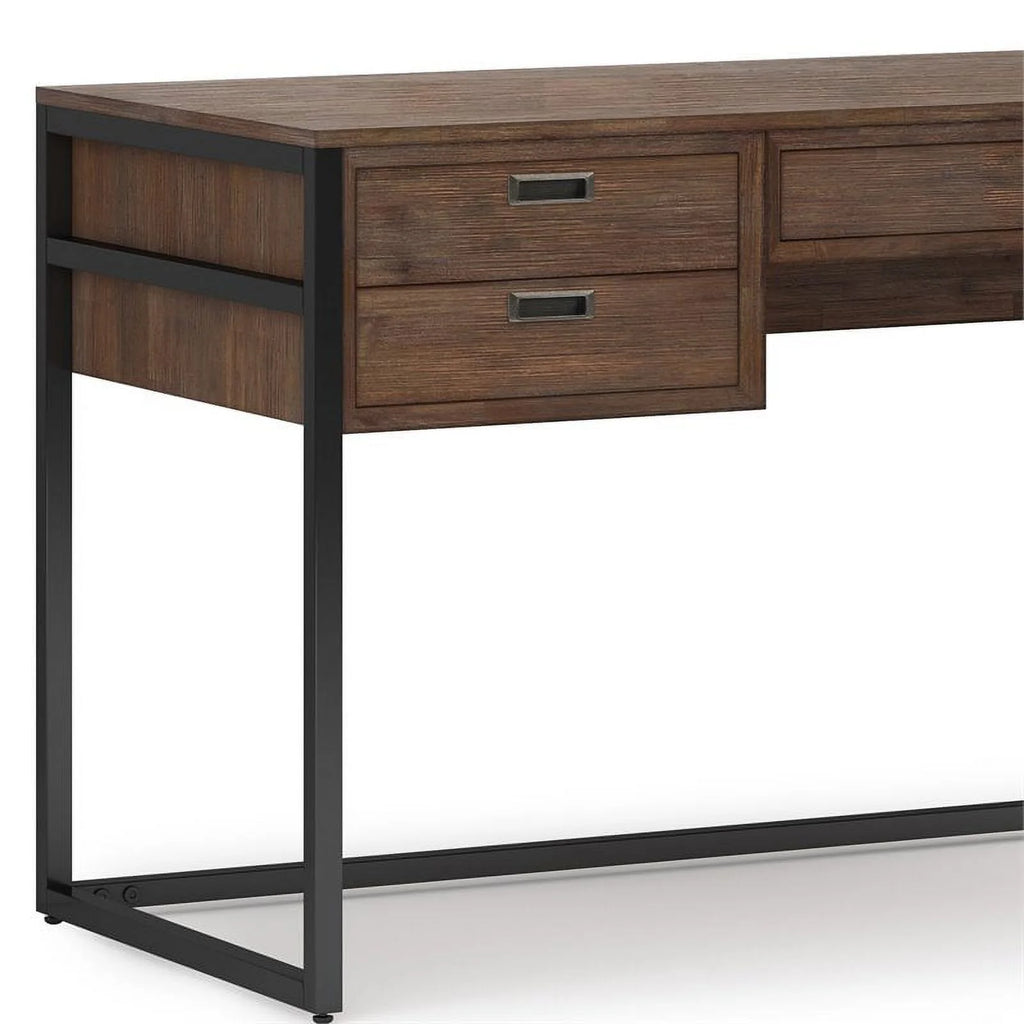 60"W Solid Wood Desk in Rustic Natural Aged Brown R901267