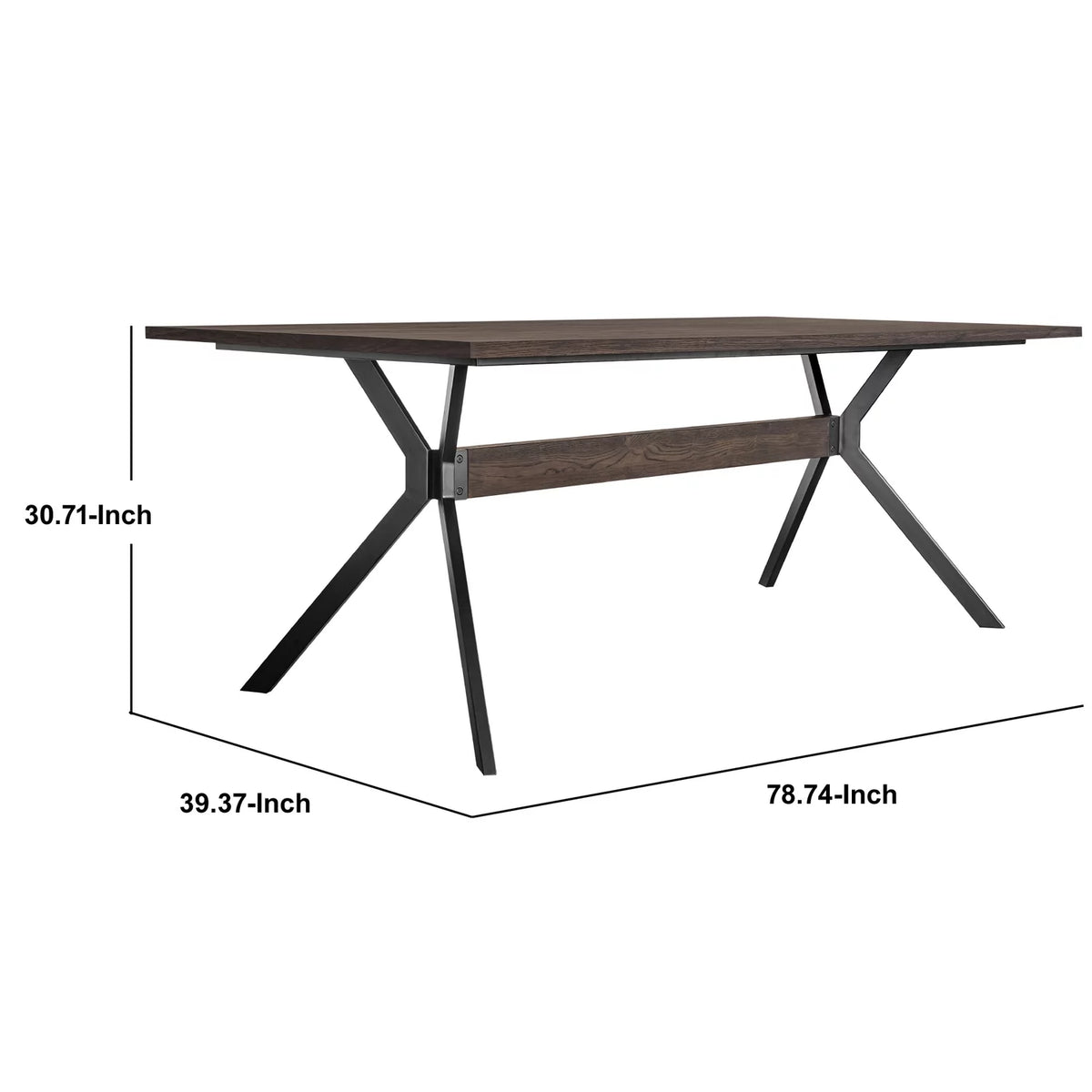 79 Inch Rectangular Wooden Dining Table with Trestle Base V2041