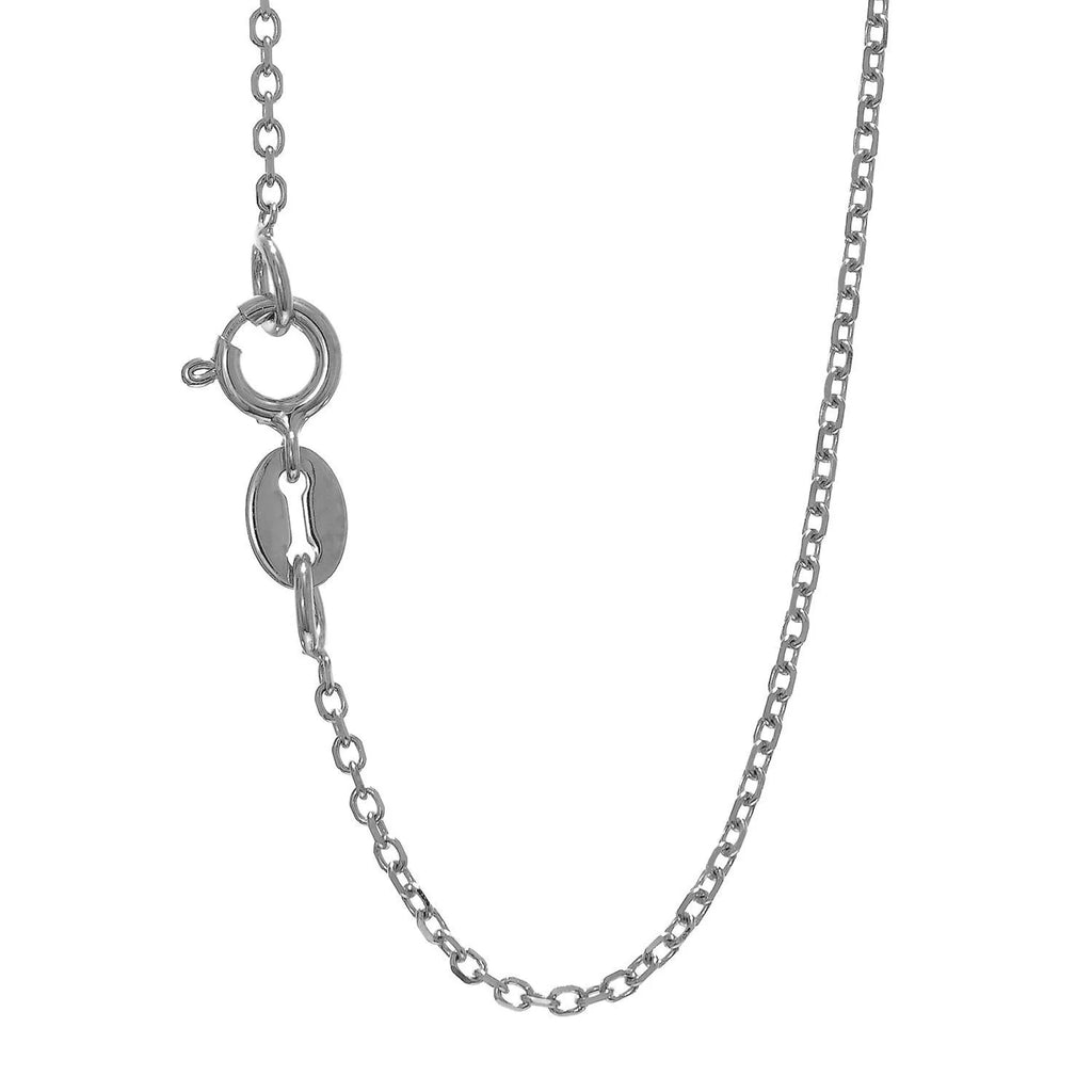 14k Solid White Gold Cable Chain Necklace, 13 Inches T9456