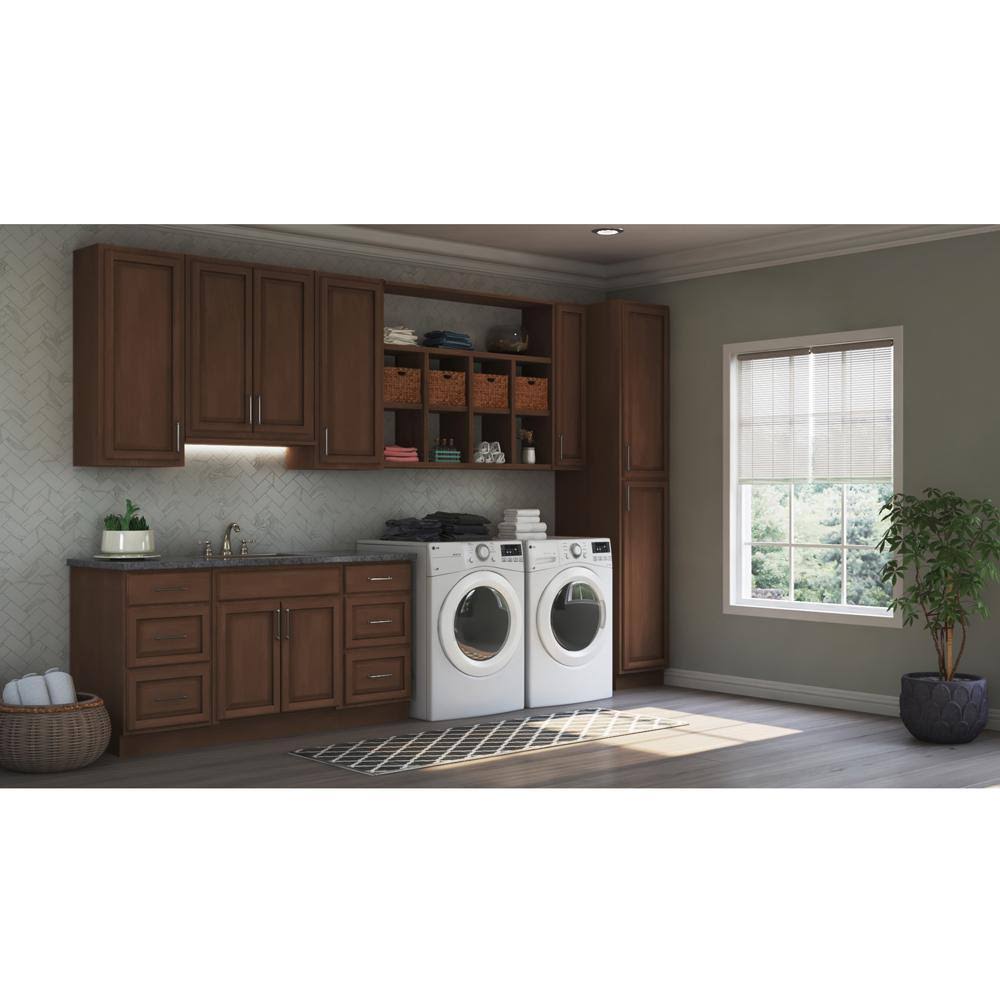 Cognac Red Above Refrigerator Deep Wall Bridge Kitchen Cabinet W921280