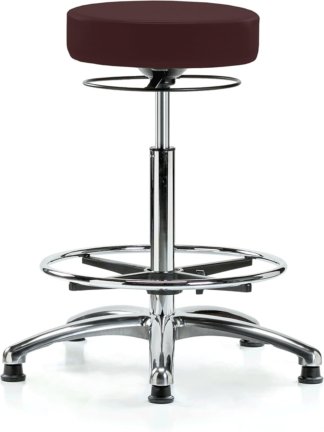 Chrome Height Adjustable Salon Stool with Footring F314