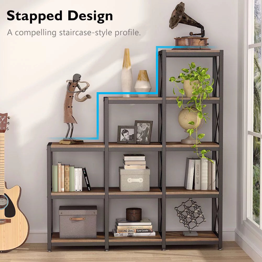 12 Shelves Industrial Ladder Corner Bookshelf B91093
