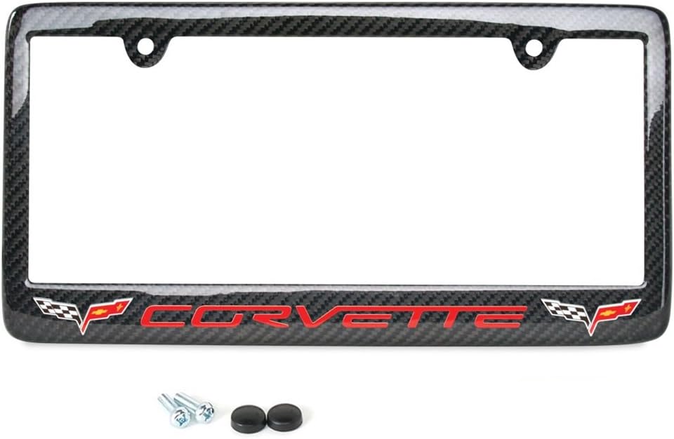Red Script License Plate Frame - Real Carbon Fiber L35387