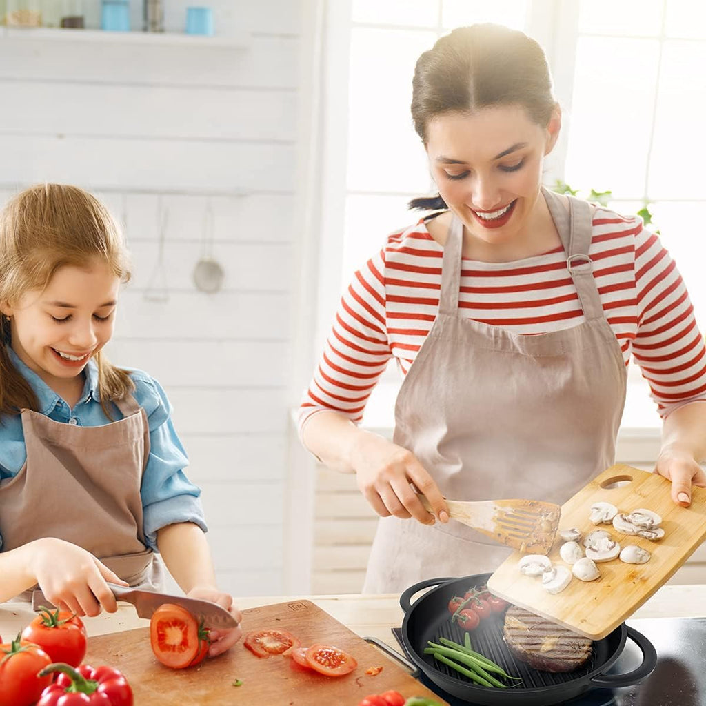 10.6 Inch Non Stick Cast Aluminum Griddle Pan with Glass Lid O966