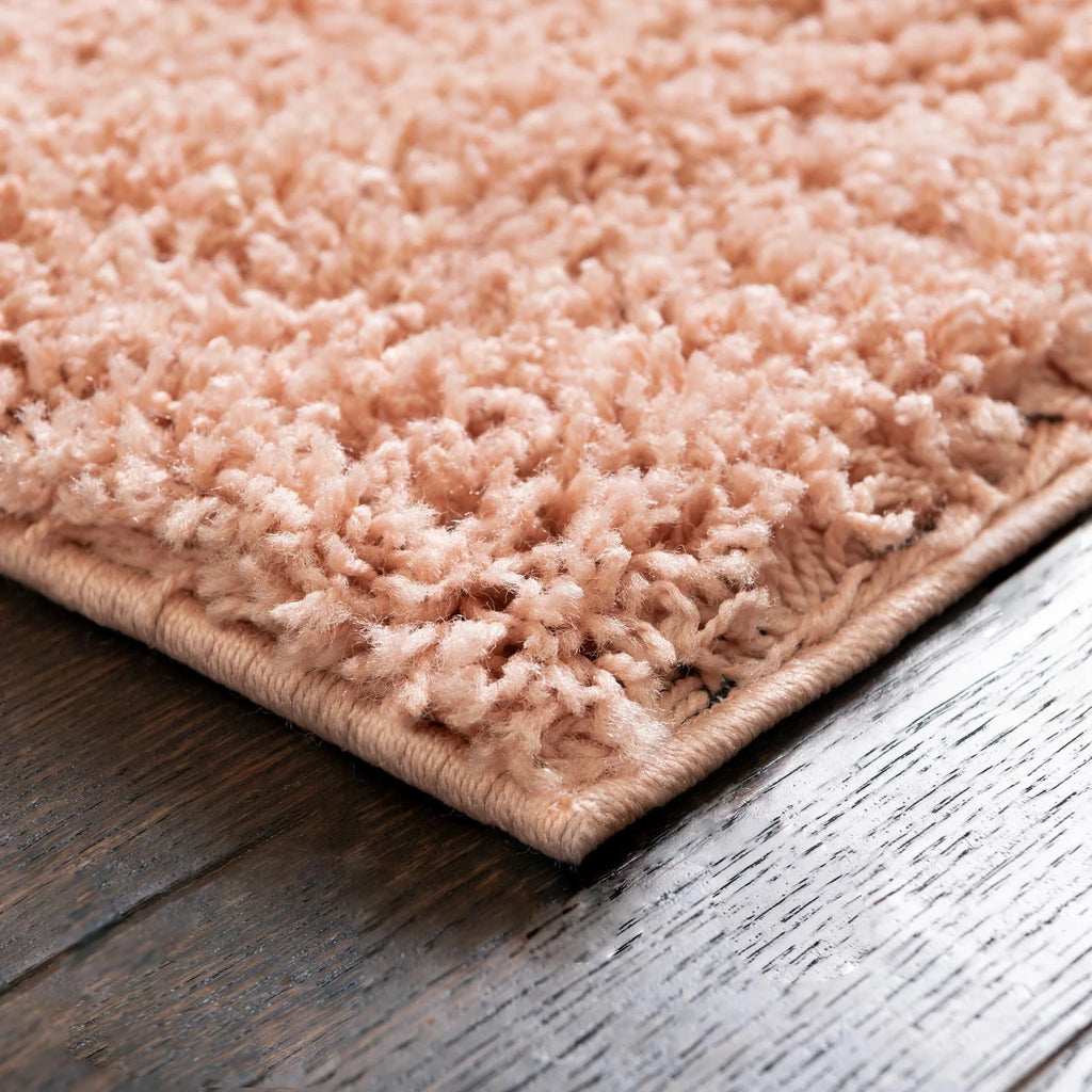 Rose Pink Solid Square Shag Area Rug V20472