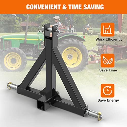 2" Orange Trailer Hitch Receiver for Category 1 Tractors H23061