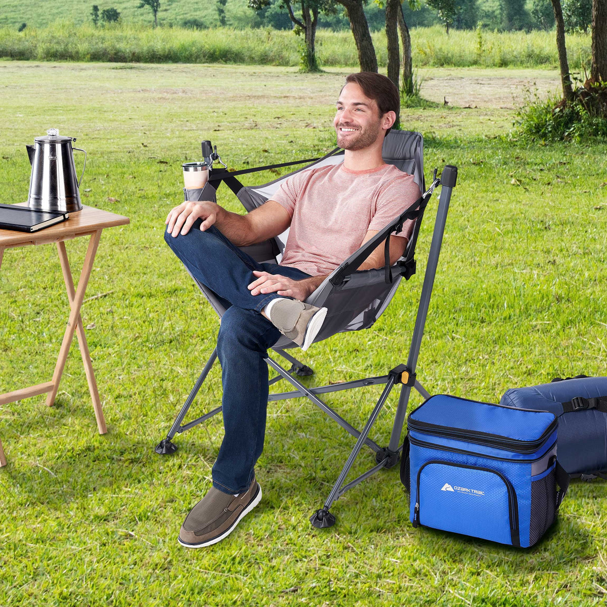 Reclining Mesh Hammock Chair, Gray, Polyester N189
