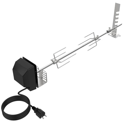 BBQ Rotisserie Grill Kit with 120V 4W Motor, 28" Spit Rod, 2 x 4 Forks I165166