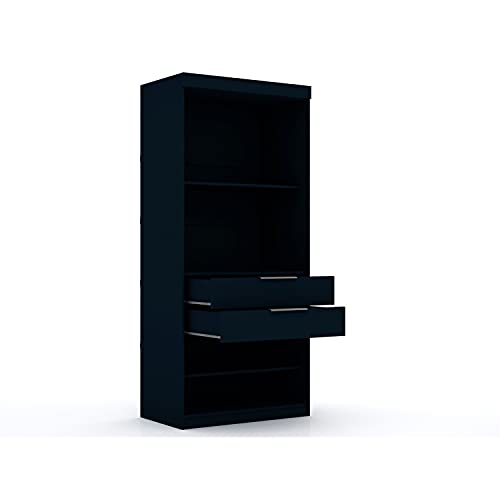 White 2 Piece Corner Wardrobe Closet with Drawers and Hanging Rods I214