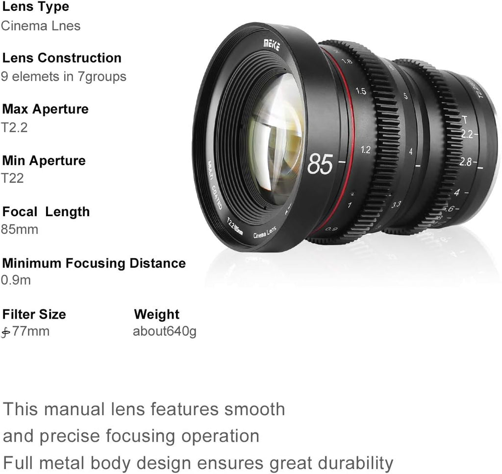 85mm T2.2 Manual Focus Cinema Lens for M43 Mount Y2943
