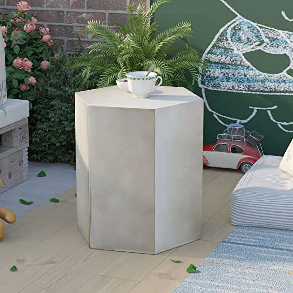 Light Grey Hexagon Concrete Accent Table J798