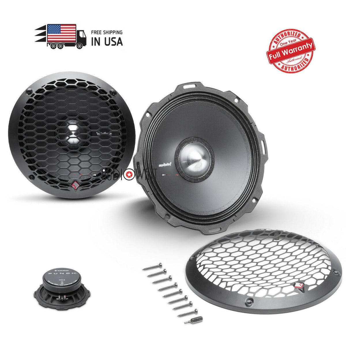2 8-Inch 500 Watt 4-Ohm Midrange Car Stereo Speakers E787342