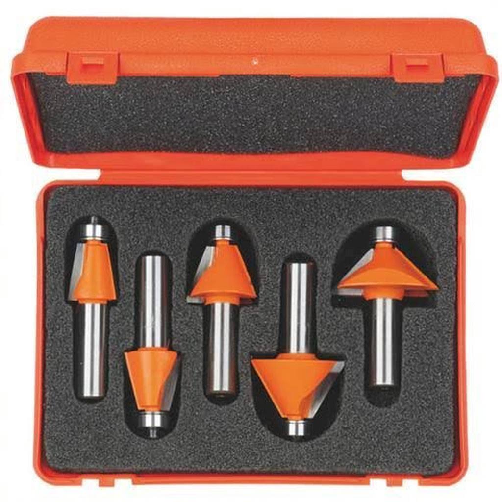 5-Piece Chamfer Bit Set with Carrying Case 1/2-Inch H65569