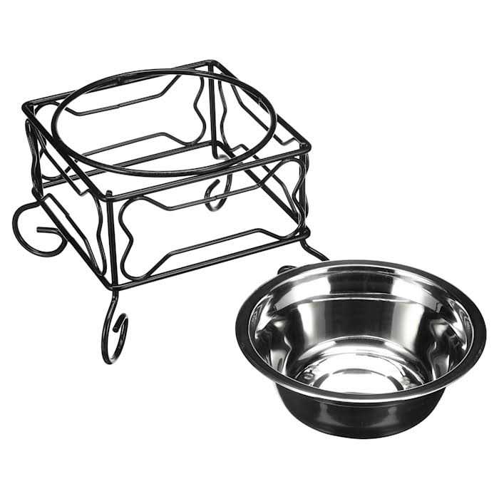 Wrought Iron Stand with Stainless Steel Feeder Bowl P2579