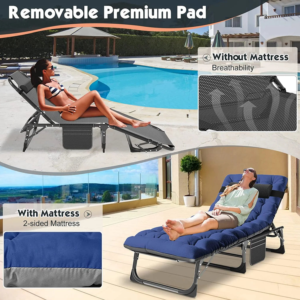 Folding Chaise Lounge Chair 5-Position Heavy Duty Z5804
