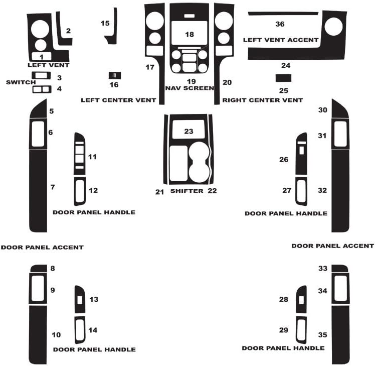 Carbon Fiber 3D Black Dash Kit Decal Trim Pack of 2 O129313