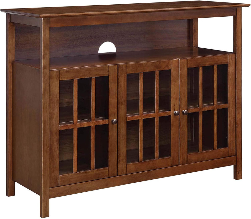 White TV Stand with Storage Cabinets and Shelf K817