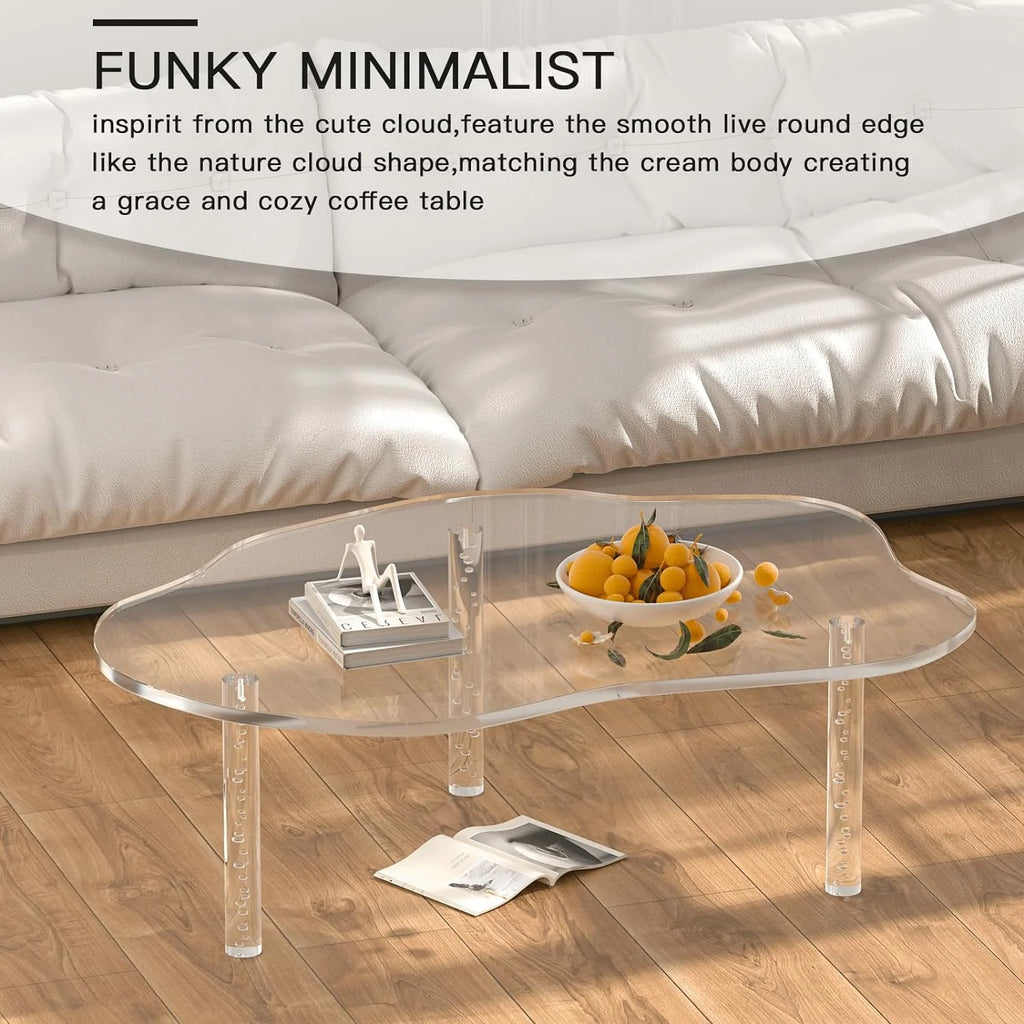 Acrylic Cloud Shape Coffee Table 39"x28"x16" Clear Irregular Coffee Table V33183