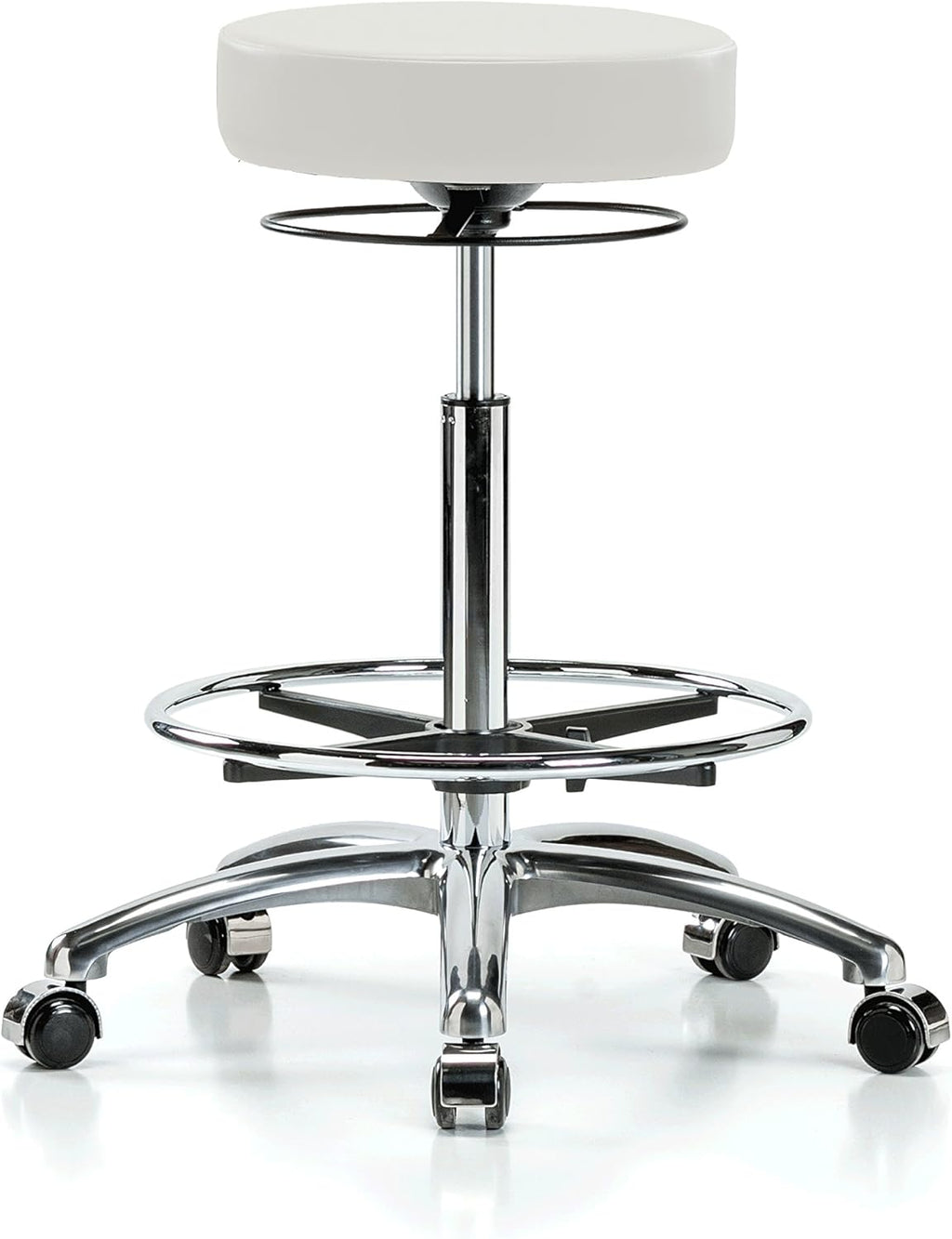 Chrome Height Adjustable Salon Stool with Footring F314