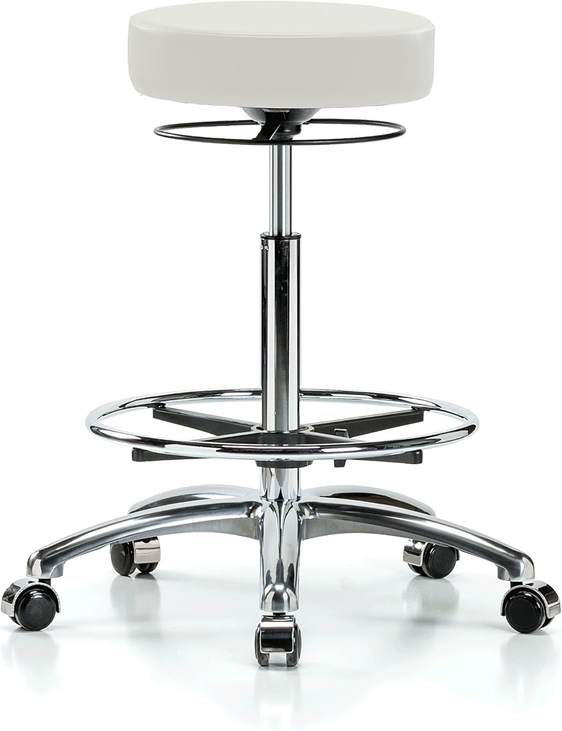 Chrome Height Adjustable Salon Stool with Footring F314
