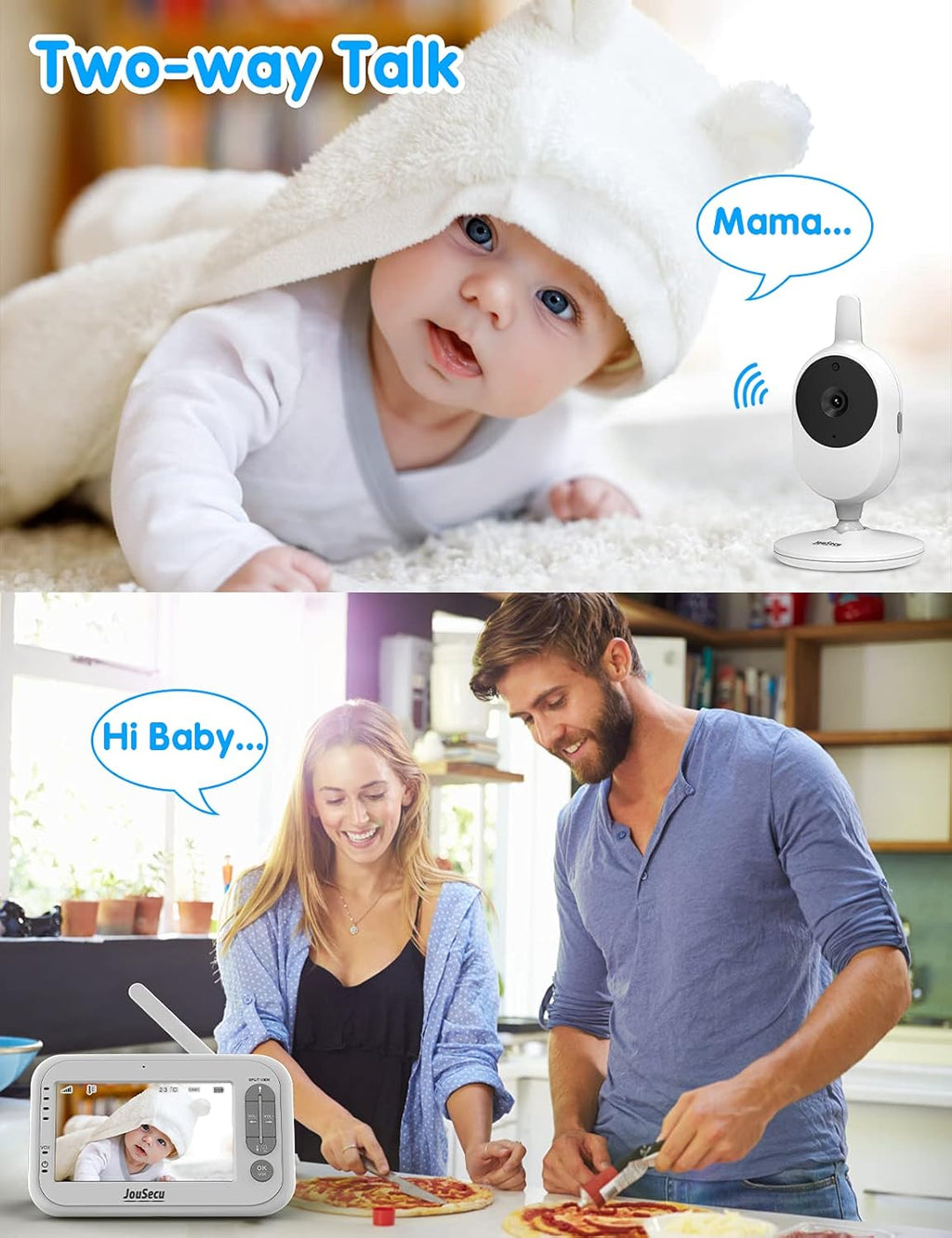 Baby Monitor with Camera and Audio 4.3 Inches LCD Split Screen O988