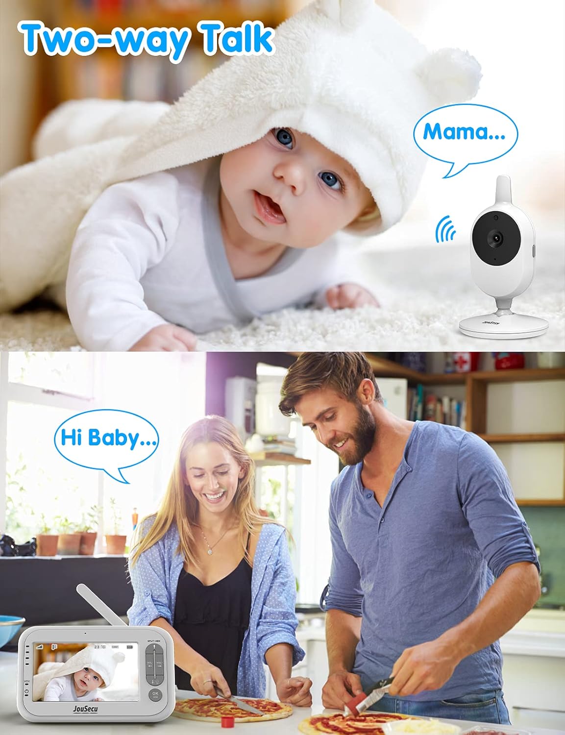 Baby Monitor with Camera and Audio 4.3 Inches LCD Split Screen O988
