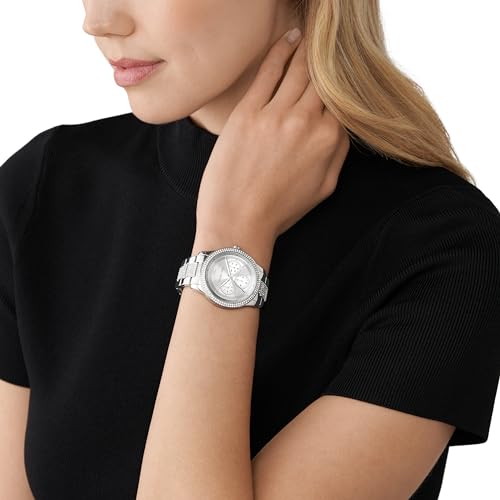 Stainless Steel and Pavé Crystal Multifunction Watch F410113