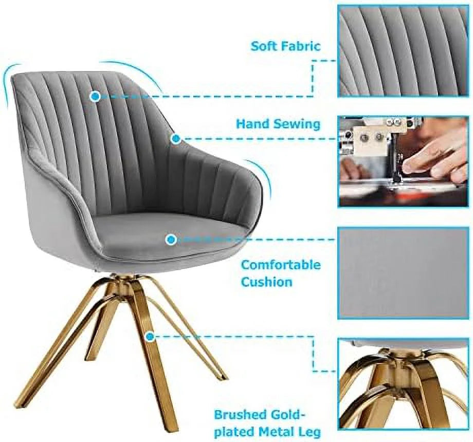 Upholstered Swivel Accent Chair with Gold Plated Legs S219036