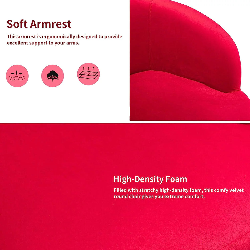 Red Velvet Swivel Barrel Chair V89425