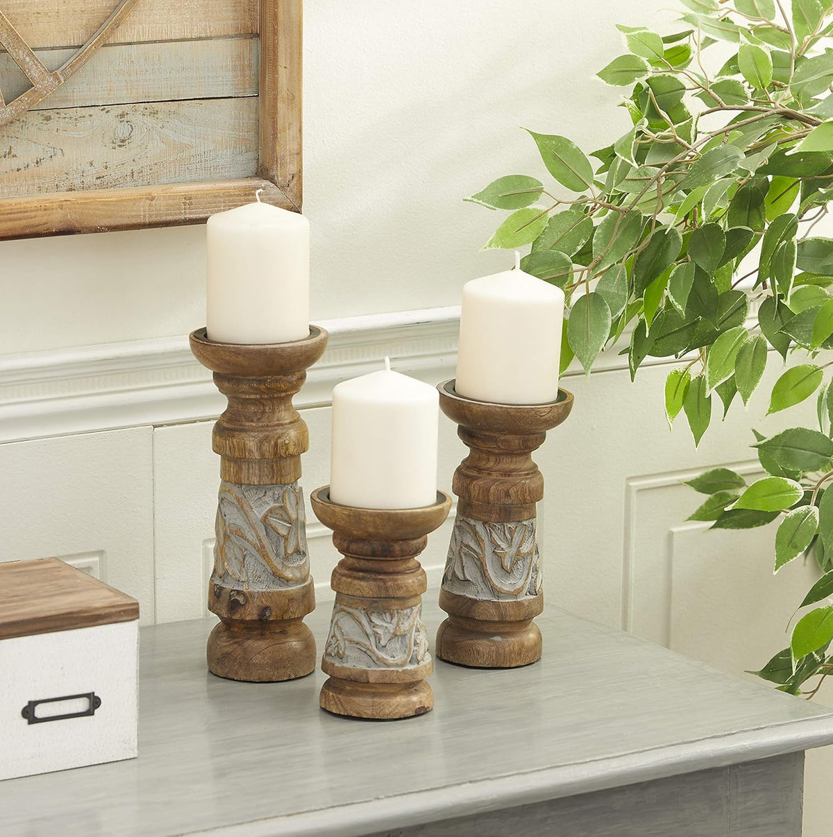 Set of 2 Blue Ceramic Candle Holder O4371