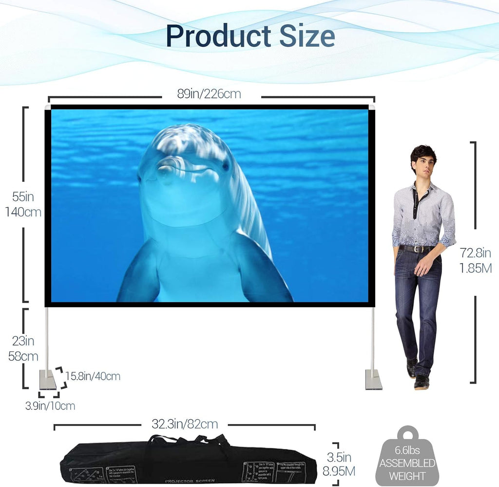 100 inch Portable Projector Screen with Stand and Carry Bag Y5006