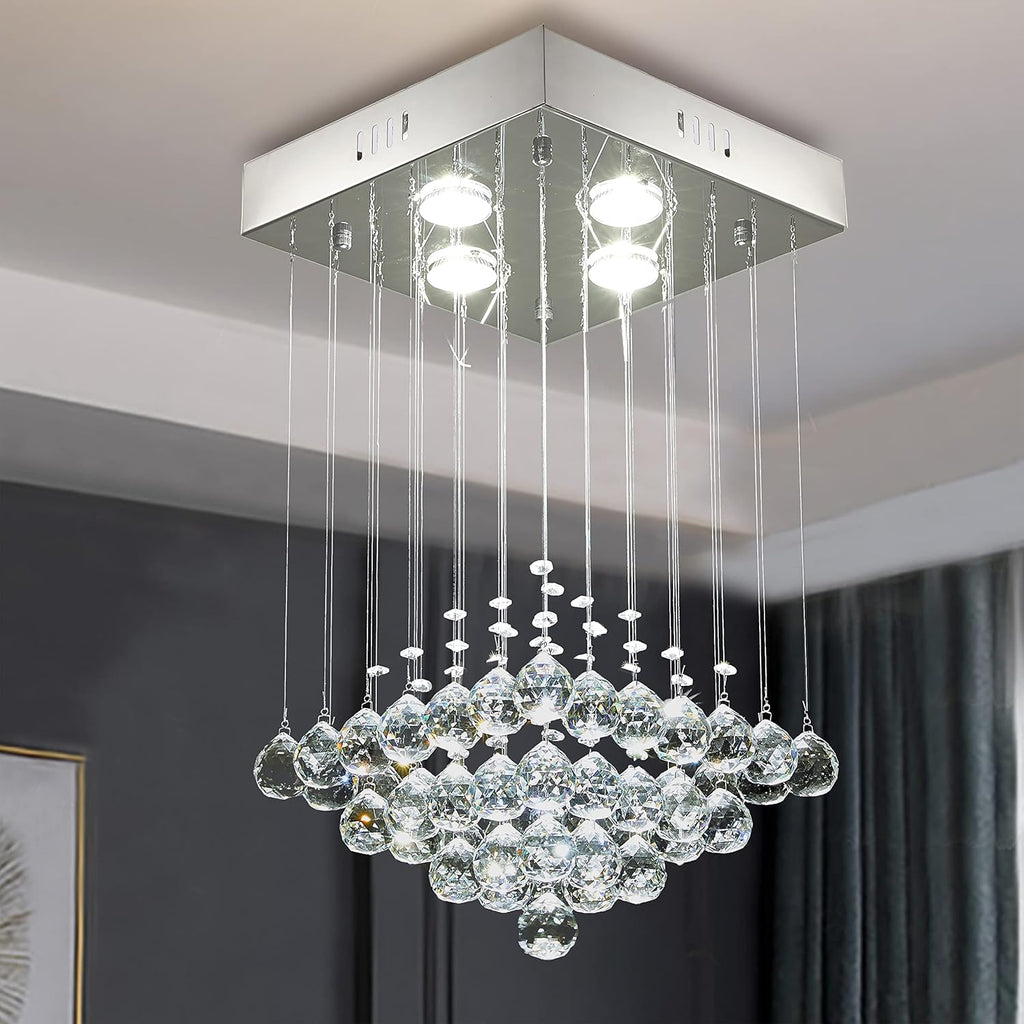 Modern Rectangular Crystal Raindrop LED Chandelier H3862
