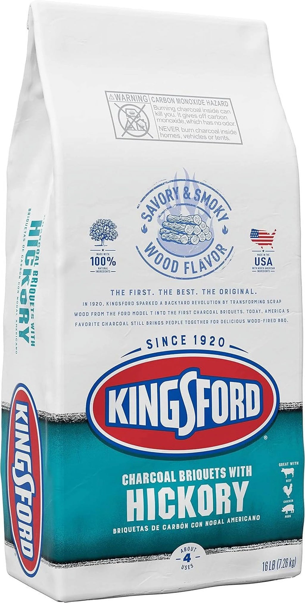 Original Charcoal Briquettes with Hickory, 16 Pounds L376