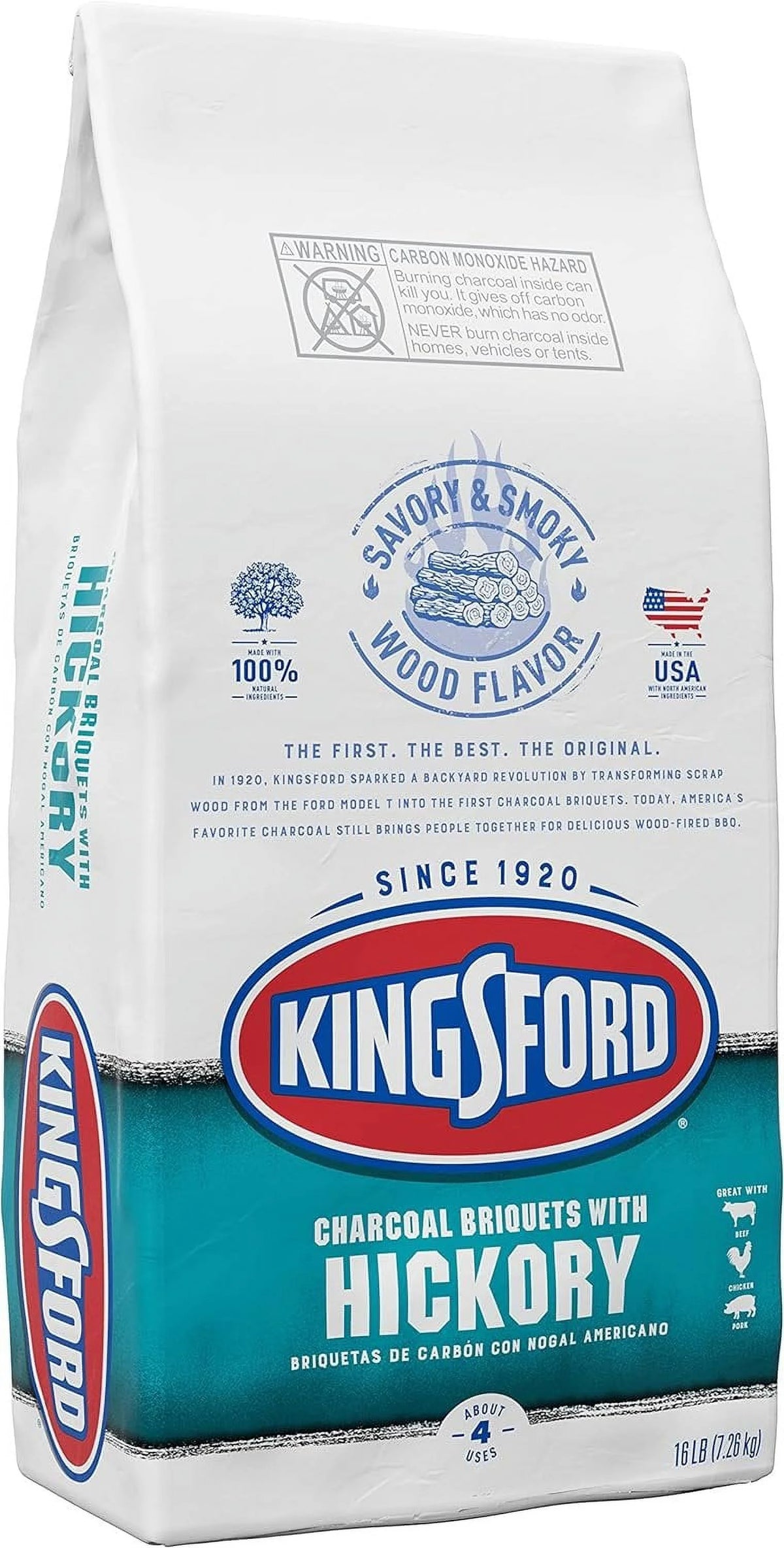 Original Charcoal Briquettes with Hickory, 16 Pounds L376