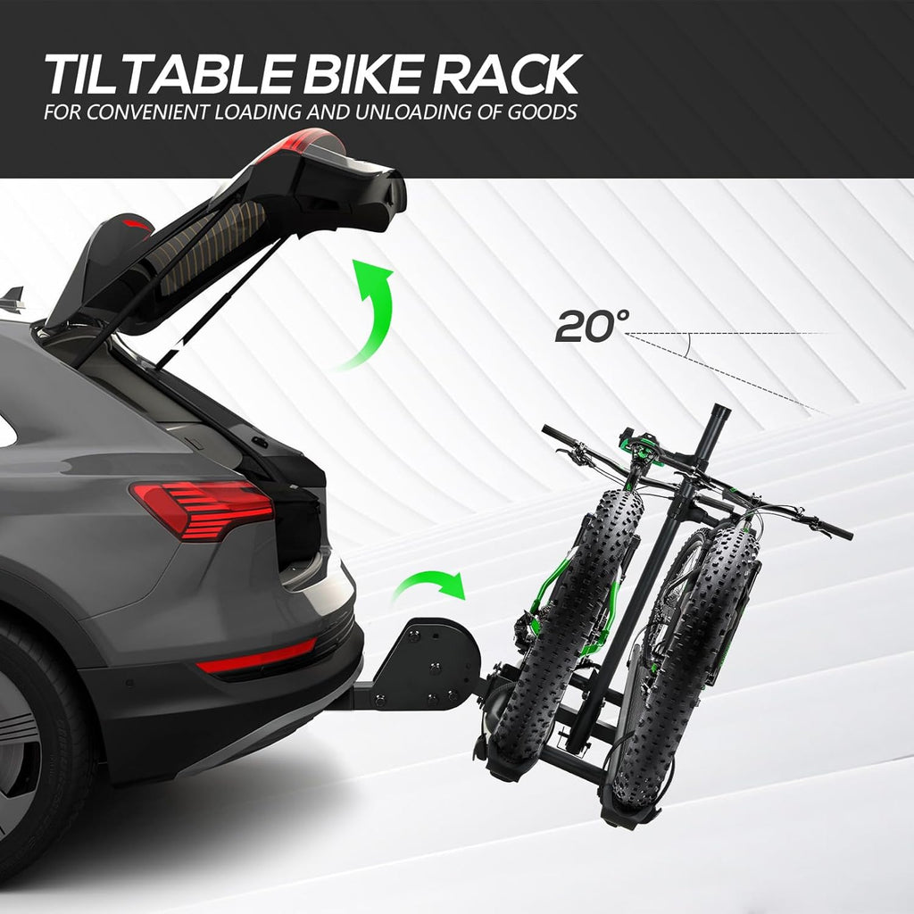 2" Hitch EBike Rack with Ramp, 200 LBS Capacity Foldable Platform Q307