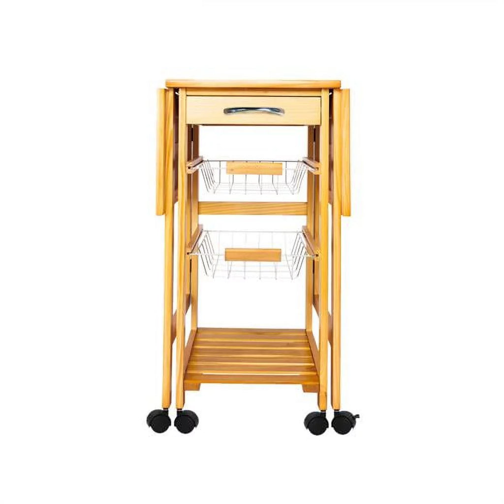 Portable Rolling Drop Leaf Kitchen Table or Storage Trolley Cart F23982
