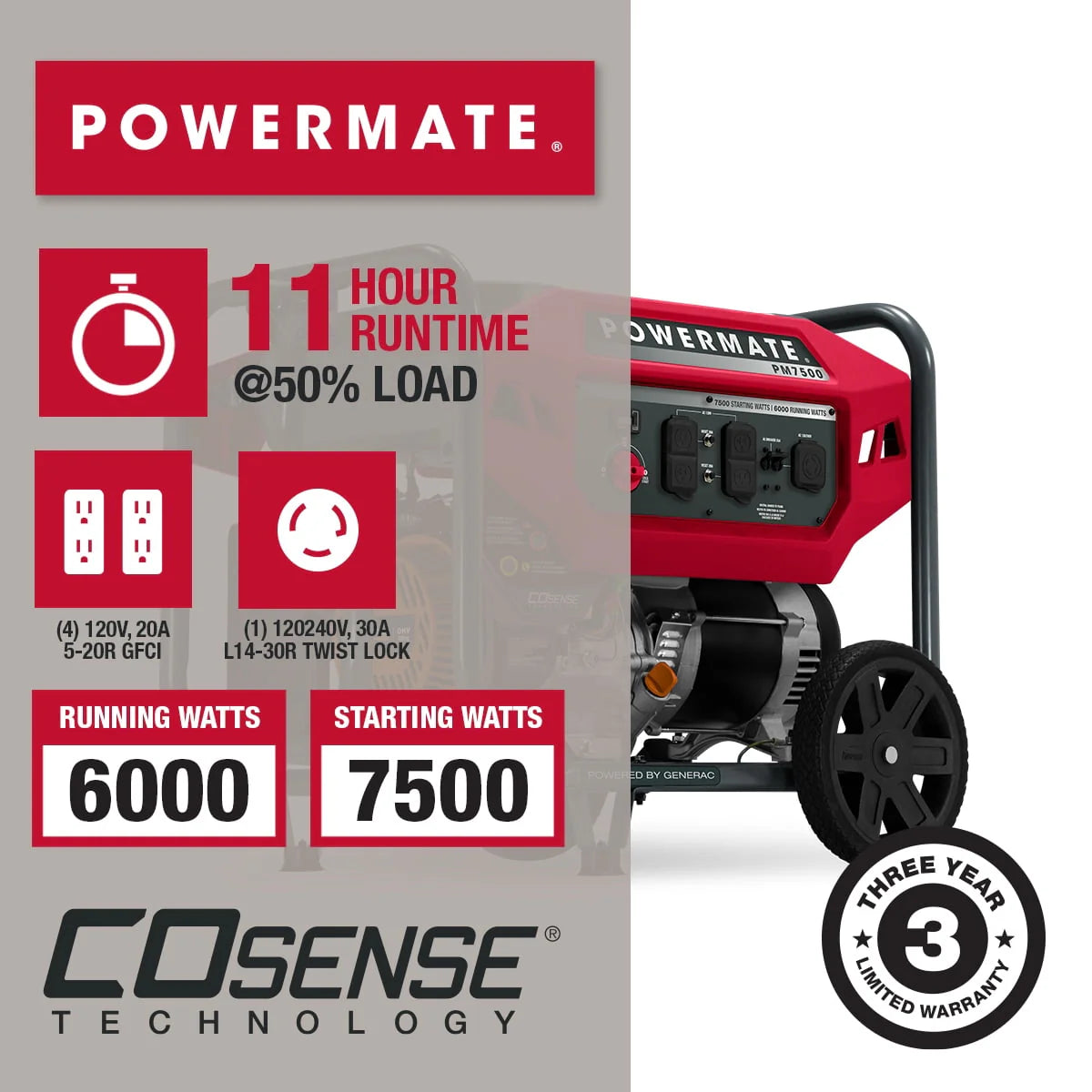 7500 Watt Dual Fuel Portable Generator W19745