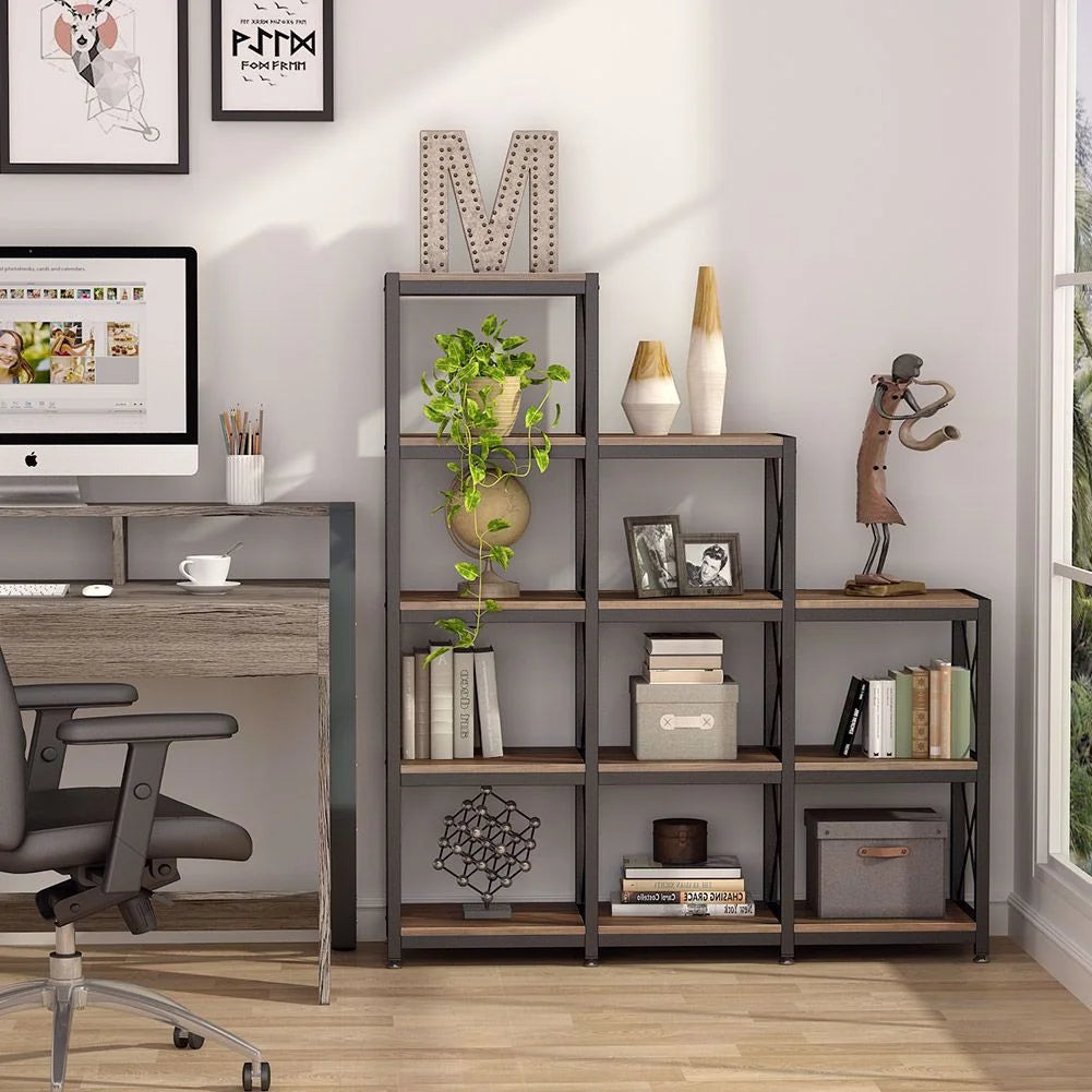 12 Shelves Industrial Ladder Corner Bookshelf B91093