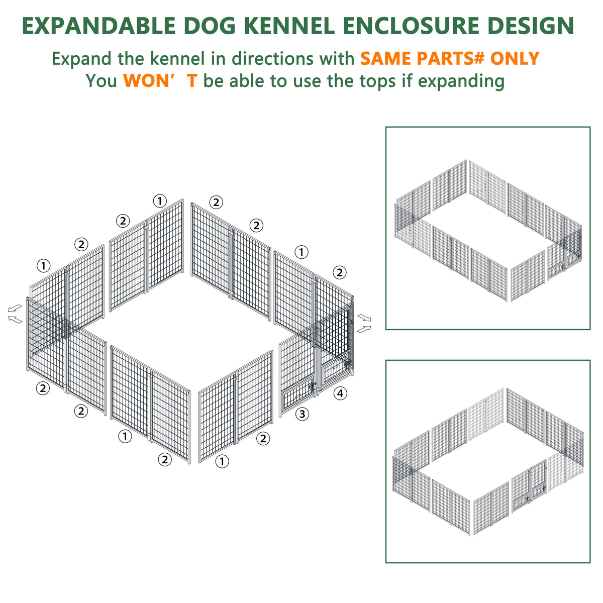 10x10 ft Outdoor Dog Kennel with Waterproof Canopy I242