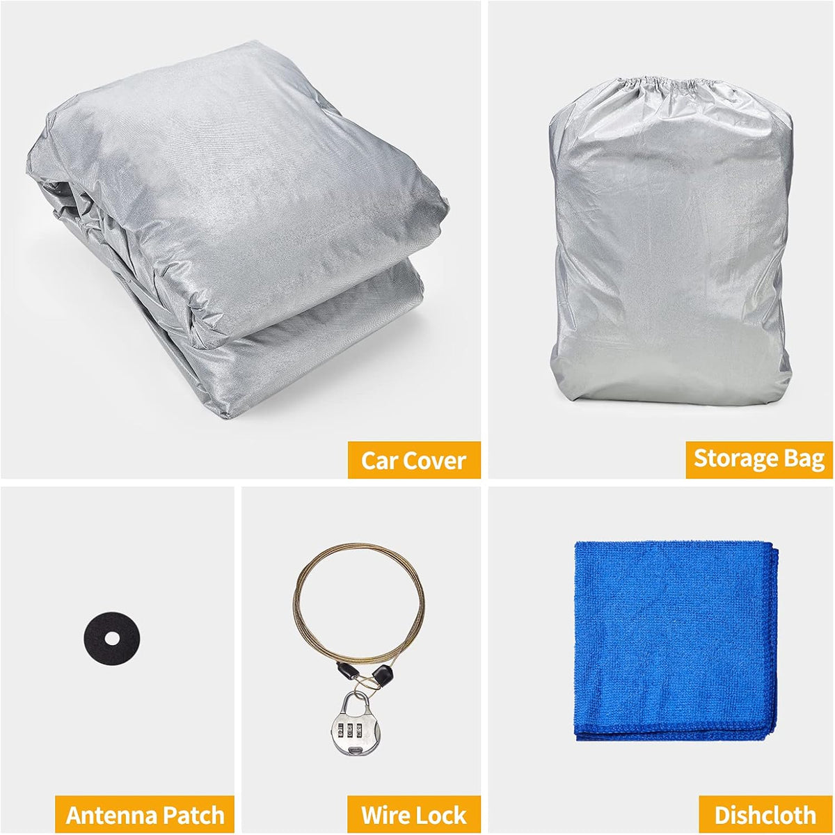 Waterproof Car Cover for 4 Door Wrangler JK with Driver Door Zipper Lock Cable U938