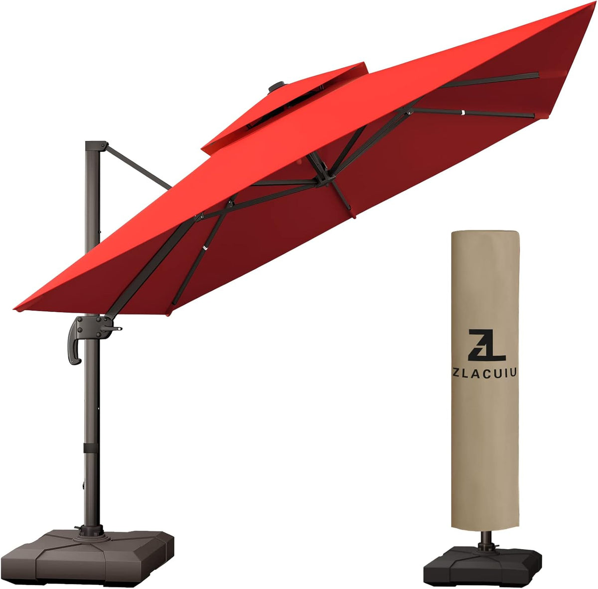 10FT Beige Aluminum Cantilever Patio Umbrella O94989