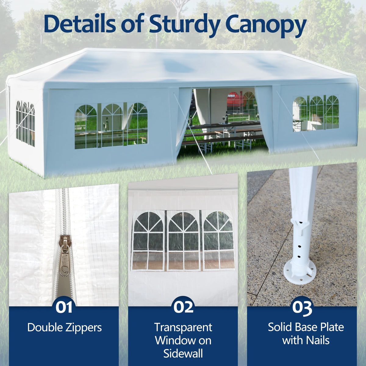 10x30' Outdoor Canopy Tent with 8 Removable Sidewalls E156