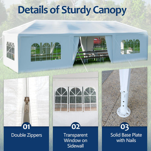 10x30' Outdoor Canopy Tent with 8 Removable Sidewalls E156