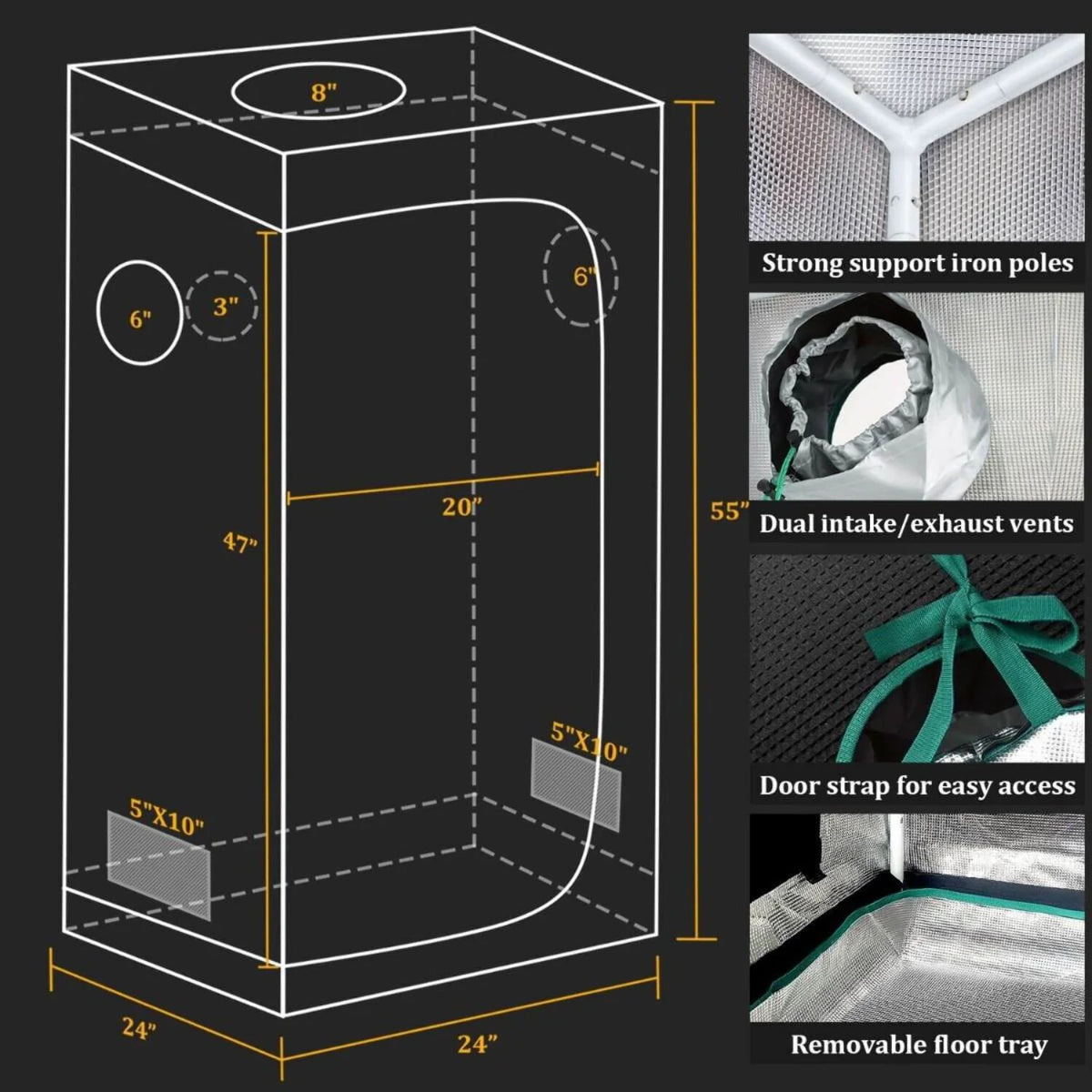 2'X2' Indoor LED Grow Light Tent Kit B6841