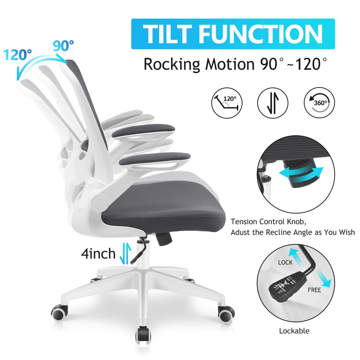 Black Ergonomic Mesh Office Chair with Lumbar Support X282