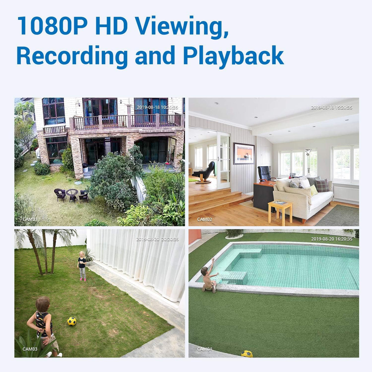 1080P 4 Pcs Security Camera System with 1TB Hard Drive B9558