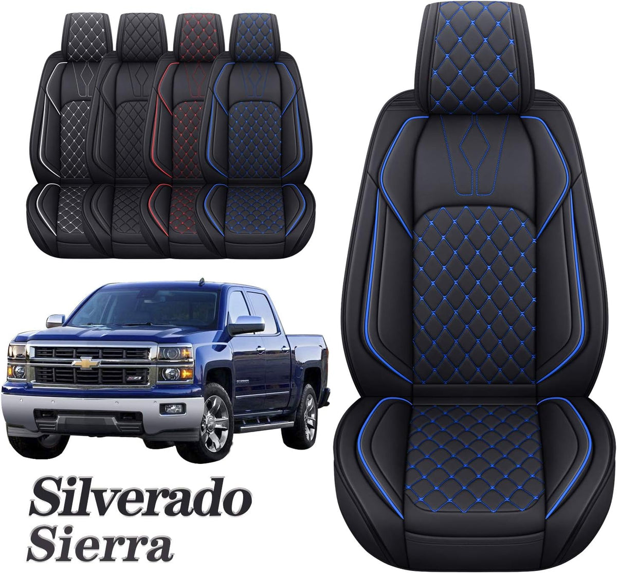 Car Seat Covers Front Set Waterproof Leather Black and White O5078