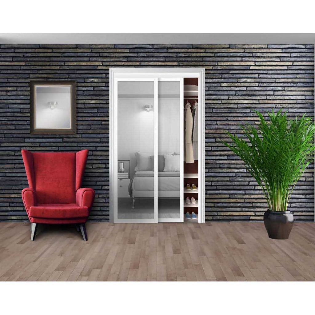 80 in. White Mirror Sliding Closet Door D89538
