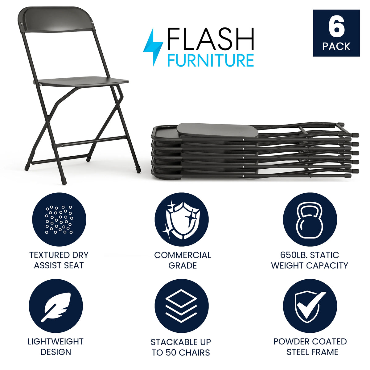 White Plastic Folding Chair 6 Pack H692031